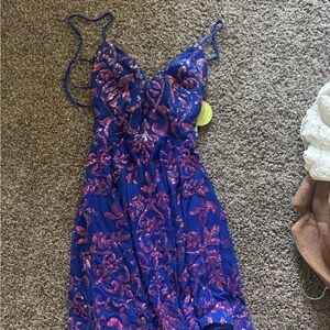 new Windsor Royal Blue Dress with Pink Sequins